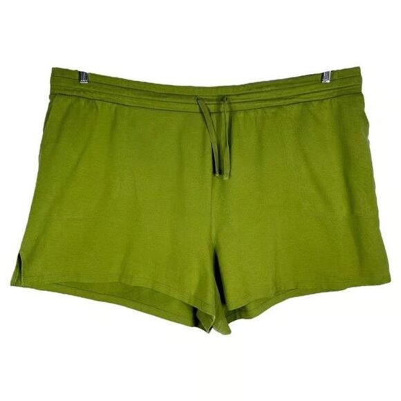 Ava Viv Plus Size 3X Shorts Army Green Pockets Solid Elastic Waist Pull On - Picture 1 of 3